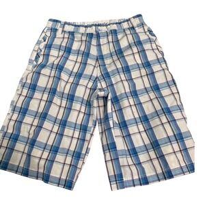 Seven Souls Mens Plaid Shorts Blue White Checkered Y2K Skater Size 34